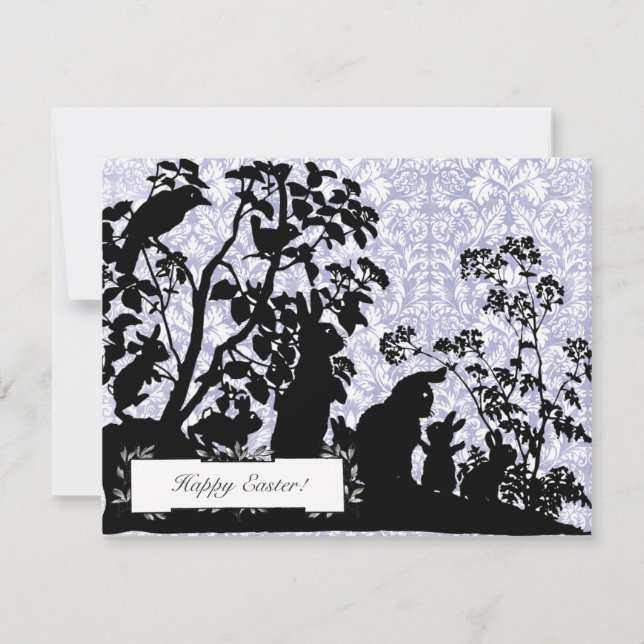 Classic Vintag Bunnies Osterblau Grüße Feiertagskarte (Vorderseite)
