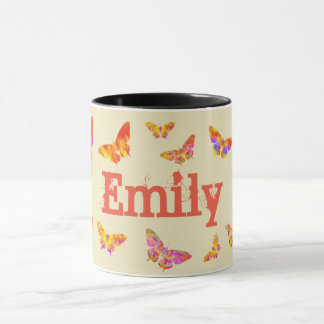 Classic Vintag Hübsch Butterfly Add Name Emily Tasse