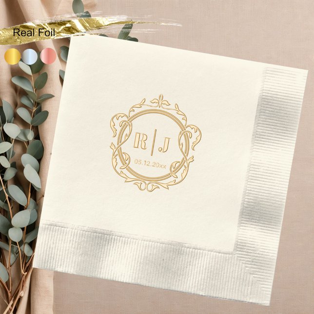 Classic Vintag Monogram Wedding Gold Servietten Mit Folie (Von Creator hochgeladen)