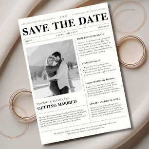 Classic Vintag Newspaper Winter Wedding Foto Save The Date