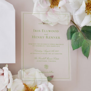 Classic Vintag Sage Green Wedding Acryleinladungen
