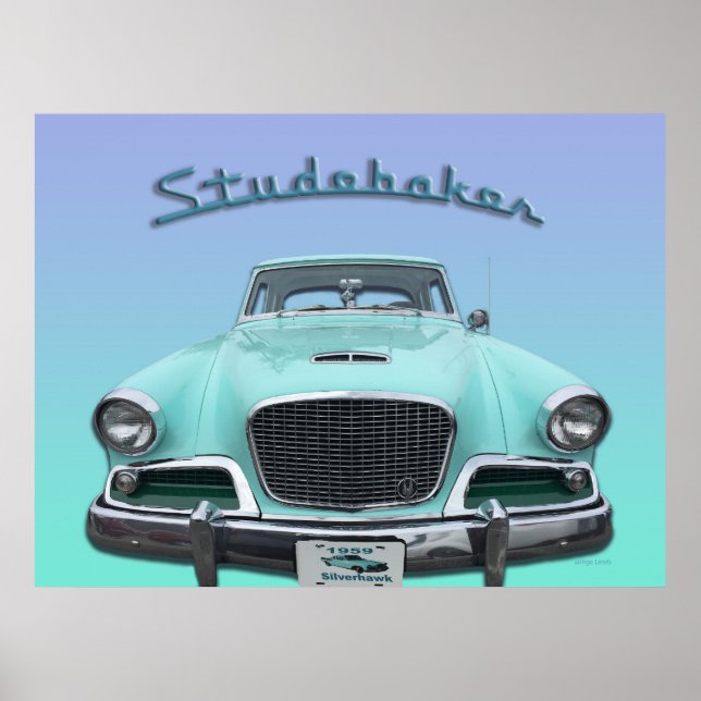 Classic Vintag Studebaker Silver Hawk 1959 Car Poster (Vorne)