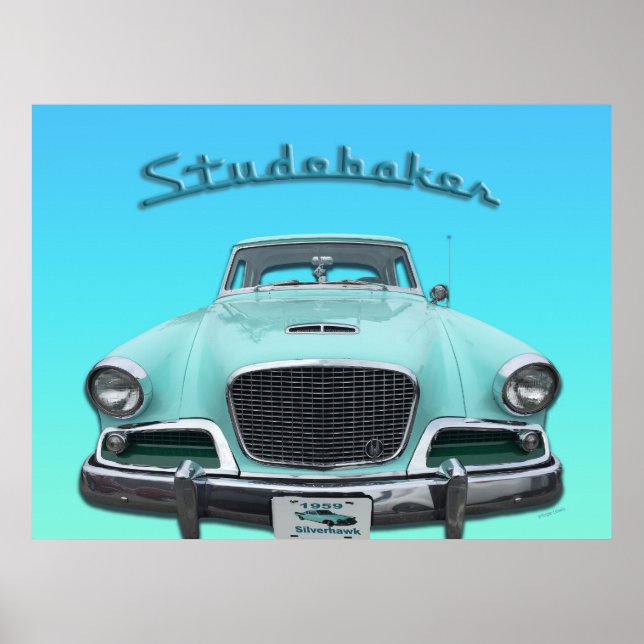 Classic Vintag Studebaker Silver Hawk 1959 Car Poster (Vorne)