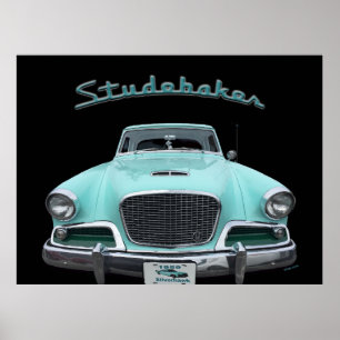 Classic Vintag Studebaker Silver Hawk 1959 Car Poster