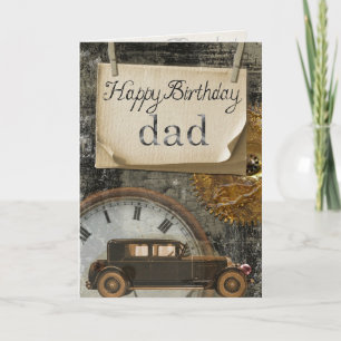 Classic Vintage Car Happy Birthday Vater Karte