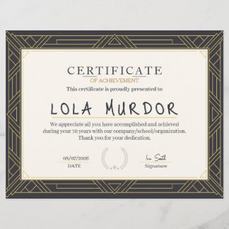 Classic Vintage Certificate of Achievement Elegant