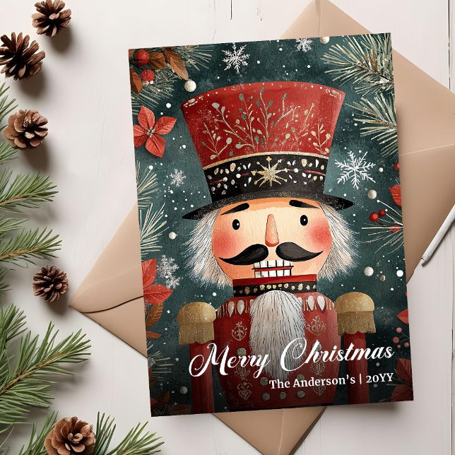 Classic vintage Christmas nutcracker digital  Feiertagskarte (Classic vintage Christmas nutcracker digital Holiday Card)