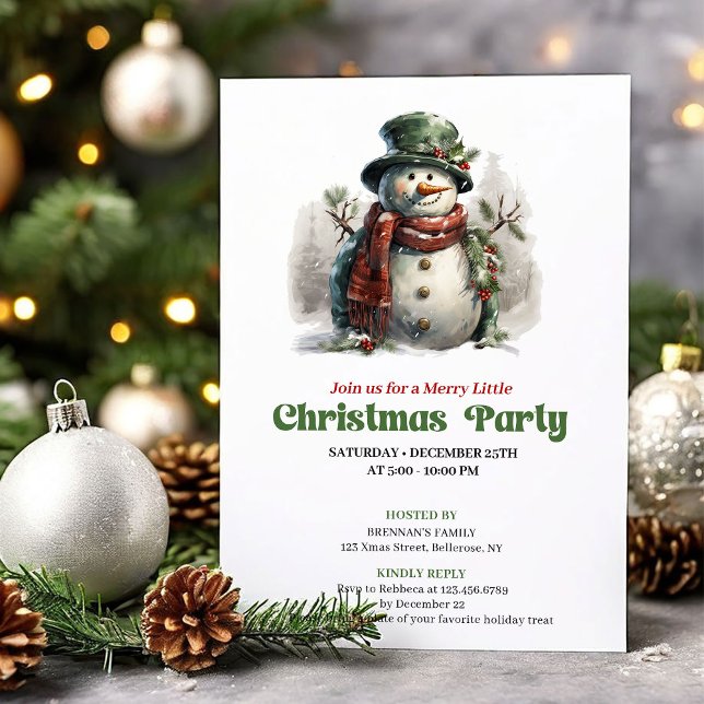 Classic vintage Christmas snowman party invitation Einladung (Classic vintage Christmas angel party invitation

)