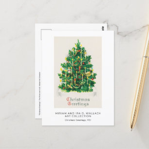 Classic Vintage Christmas Tree Holiday Art Postkarte