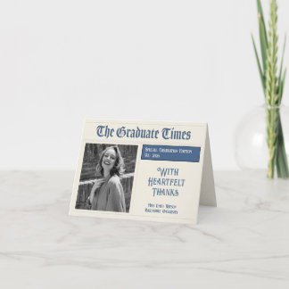Classic Vintage Newspaper style graduation 2026 Dankeskarte