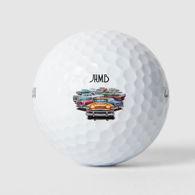Classic  Vintage Retro Car Vehicle  Monogram Art Golfball (Vorderseite)