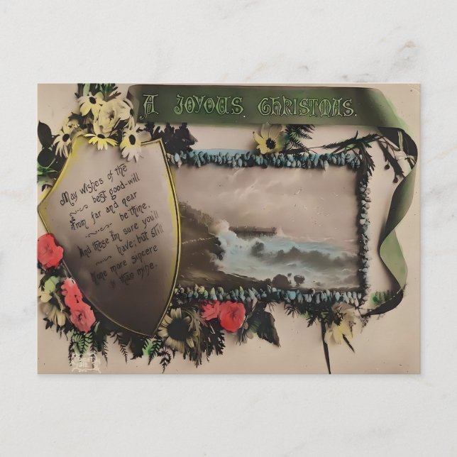 Classic Vintage Seaside Christmas  Postkarte (Vorderseite)