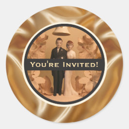 Classic Vintage Wedding Verlobung Dusche Runder Aufkleber