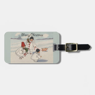 Classic Vintage Weihnachtsschneekind Gepäckanhänger