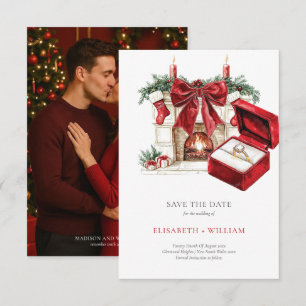 Classic Vintage WeihnachtsWedding Save the Date Einladung