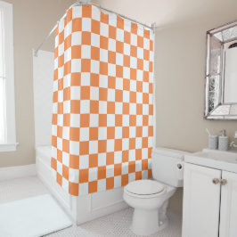 Classic visual orange checkerboard duschvorhang