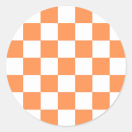 Classic visual orange checkerboard runder aufkleber
