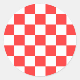 Classic visual red checkerboard runder aufkleber