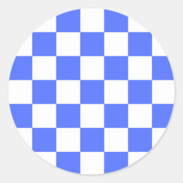 Classic visual sapphire checkerboard runder aufkleber