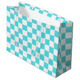 Classic visual turquoise blue checkerboard  große geschenktüte