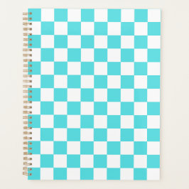 Classic visual turquoise blue checkerboard  planer