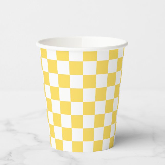 Classic visual yellow checkerboard  pappbecher (Links)