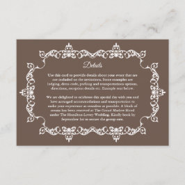Classic Warm Mocha Brown Ornately Framed Wedding Begleitkarte