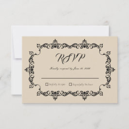 Classic Warm Sand Ornately Framed Wedding RSVP Karte