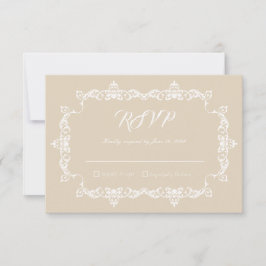 Classic Warm Sand Ornately Framed Wedding RSVP Karte