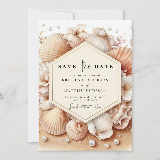 Classic Watercolor Beach Hochzeit Save The Date (Vorderseite)