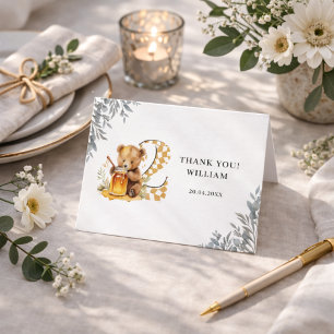 Classic Watercolor Bear Honey zum zweiten Geburtst Dankeskarte