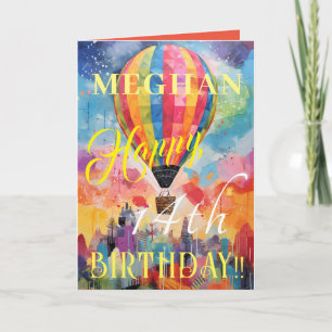 Classic Watercolor Hot Air Ballon Happy Birthday Karte
