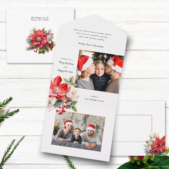 Classic Watercolor Weihnachten Foto All In One Einladung (Von Creator hochgeladen)