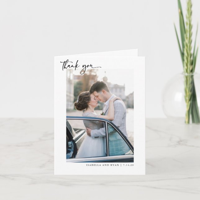 Classic Wedding Calligraphy Foto Vielen Dank Dankeskarte (Vorderseite)