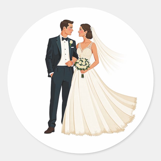 Classic Wedding Couple Sticker (Vorderseite)