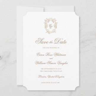 Classic Wedding Crest Save The Date Invitation Einladung