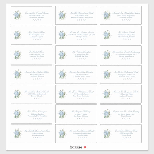 Classic Wedding Guest Address Labels (Blatt)