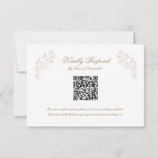 Classic Wedding Monogram Crest QR code RSVP Card