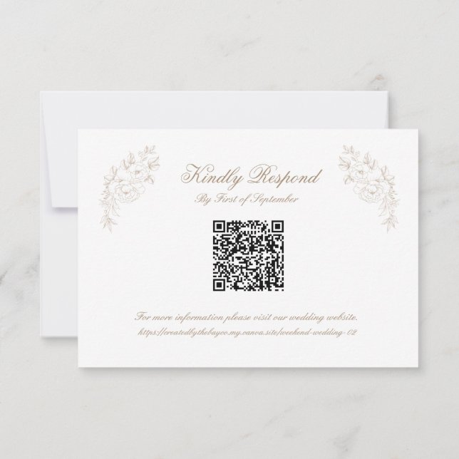 Classic Wedding Monogram Crest QR code RSVP Card Karte (Rückseite)