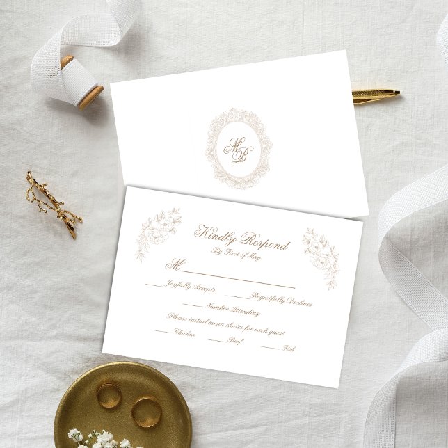 Classic Wedding Monogram Crest RSVP Card Karte (Von Creator hochgeladen)