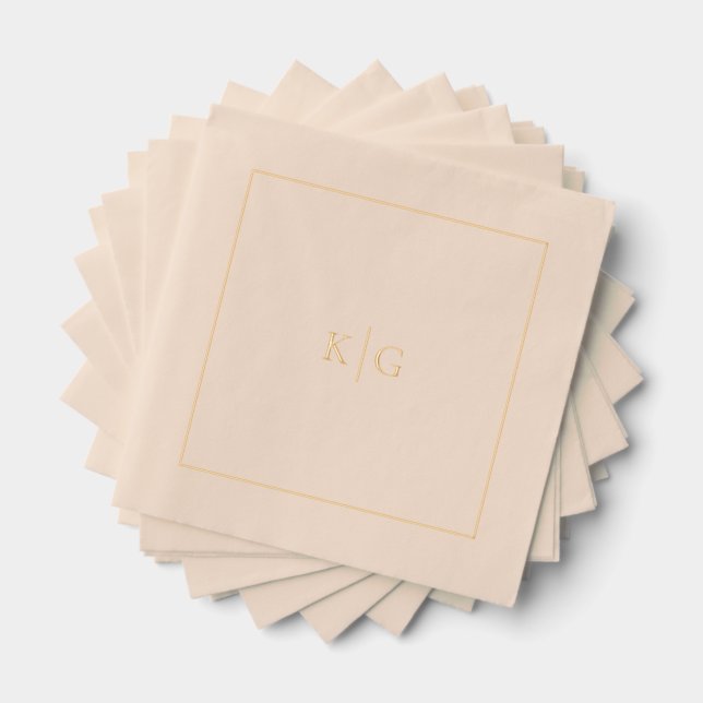 Classic Wedding Monogram Personalisiert Gold Frame Servietten Mit Folie (Insitu (Gestapelt))