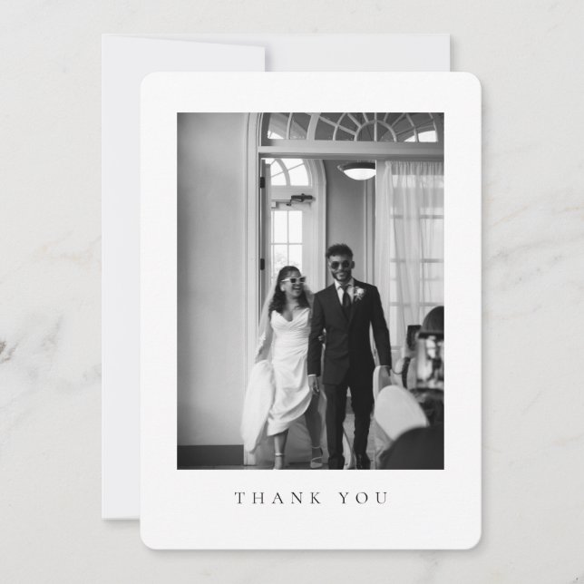 Classic Wedding Photo Rounded Thank You Card Dankeskarte (Vorderseite)