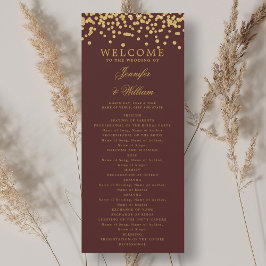 Classic Wedding Program Confetti Gold Burgundy Einladung