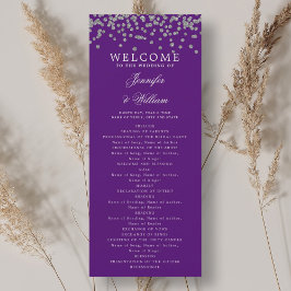 Classic Wedding Program Confetti Silver Lila Einladung