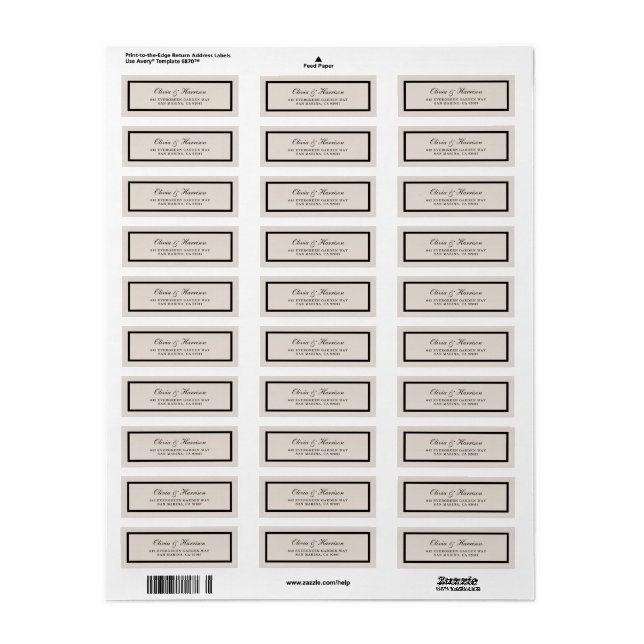 Classic Wedding Return Address Label (Vorne)