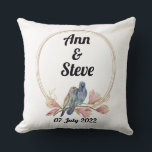 Classic Wedding Throw Pillow Gift Kissen<br><div class="desc">This is a splendid gift for a newlywed drehmoment or for an anniversary gift as well. It is created with flowers,  gold rings and birds. Suitable for that special paares.</div>