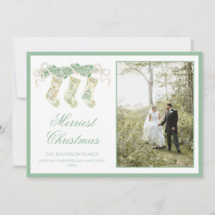 Classic Weihnachts Strumpf Garland Vintag 2 Foto Feiertagskarte