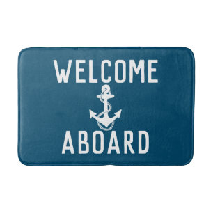 Classic WELCOME ABOARD Typografie   Badematte