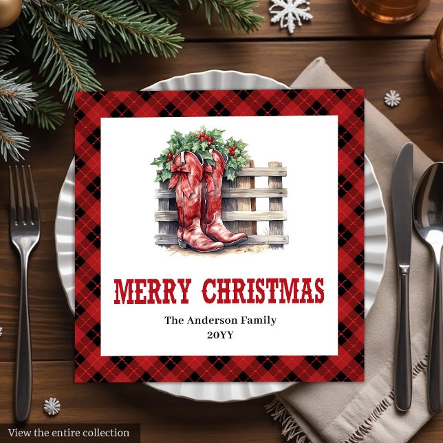 Classic Western Buffalo Check Xmas Party Napkins Serviette (Classic Western Buffalo Check Party Napkins)