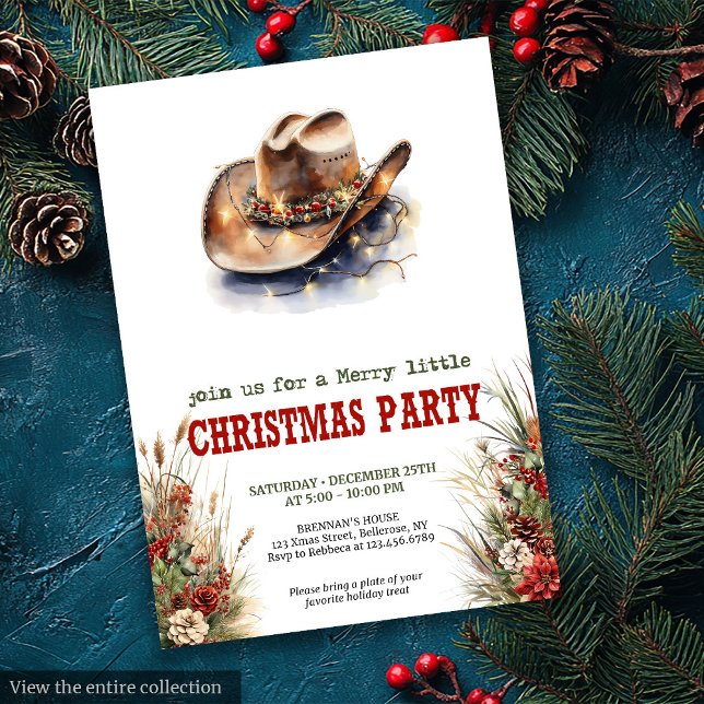 Classic Western Christmas party editable invites Einladung (Classic Western Christmas party editable invitation

)